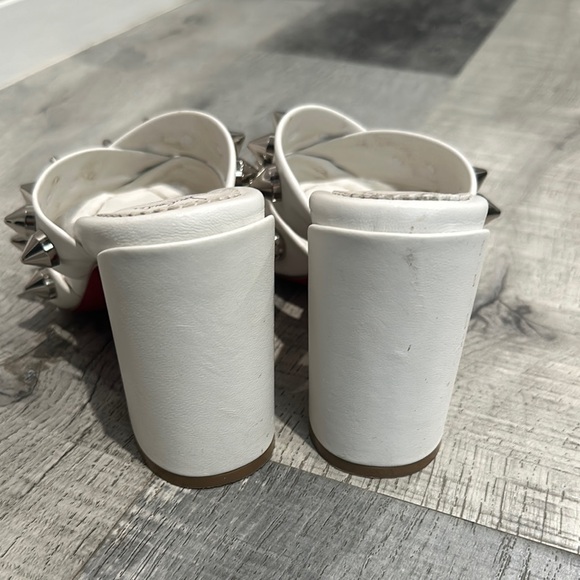 Christian Louboutin White Heeled Shoes with Studded Design - Picture 2 of 3